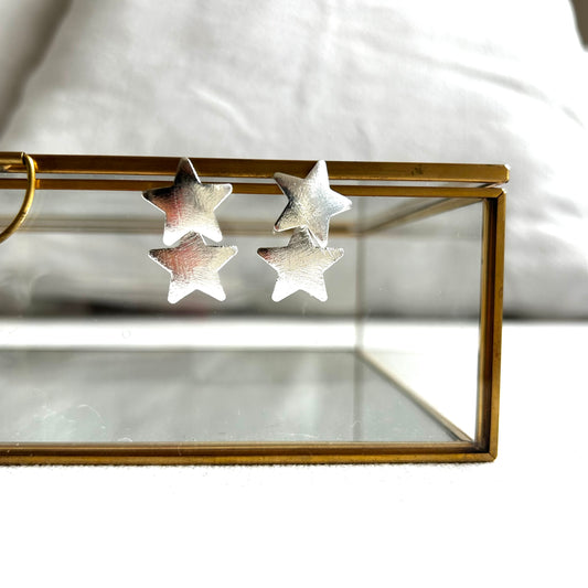 Aros doble Estrella medianos plata