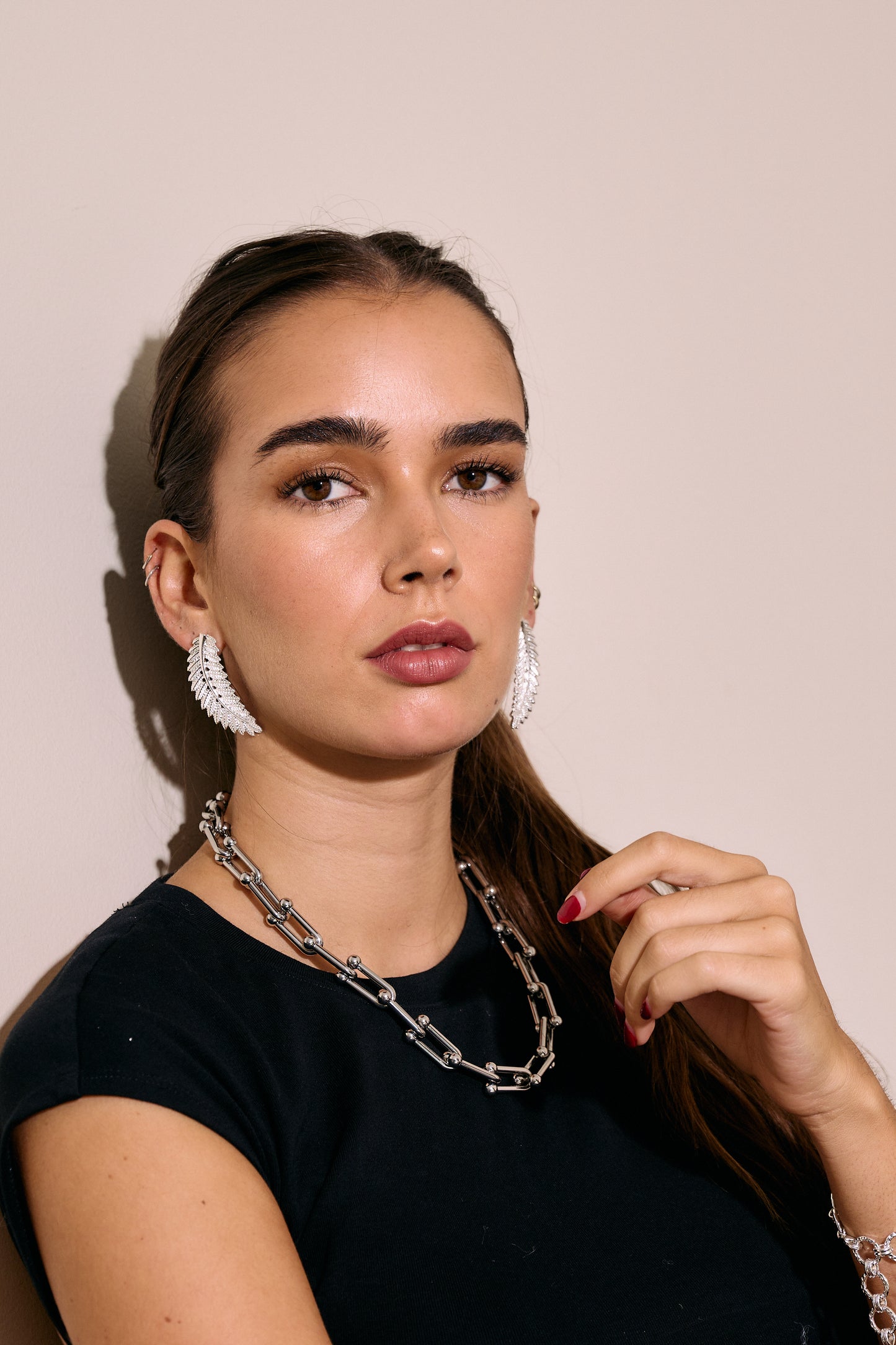 Aros Hoja Alargada Plata
