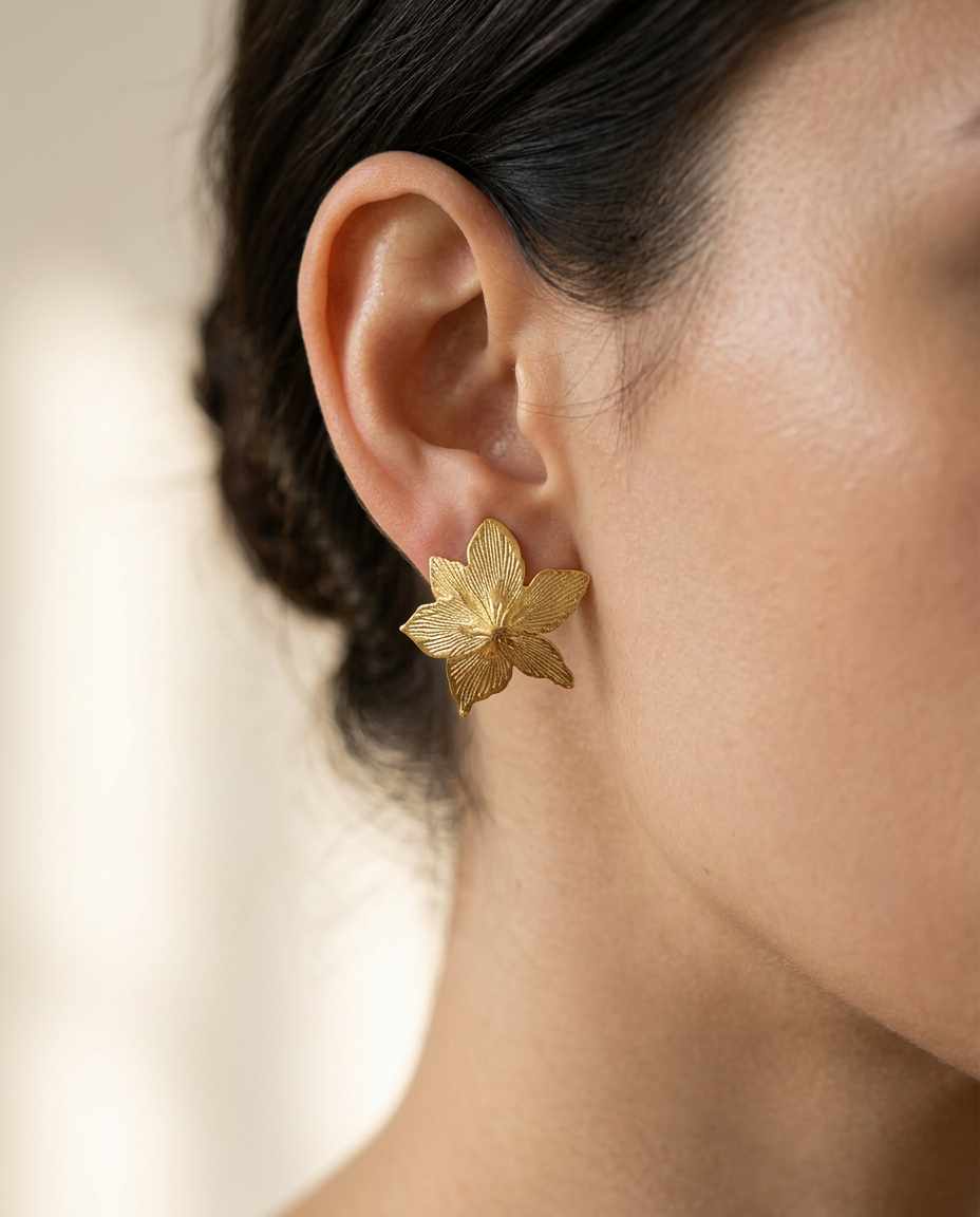 Aros Flor Maxi Abierta Oro
